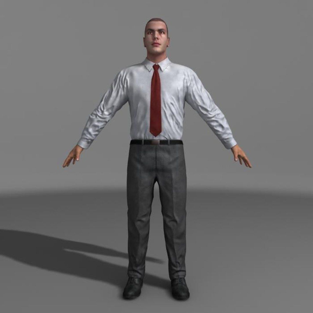Business Man 01 A Low-poly 3D model_3