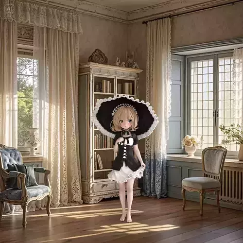 Syaro Kirima anime girl with umbrella 3D print model