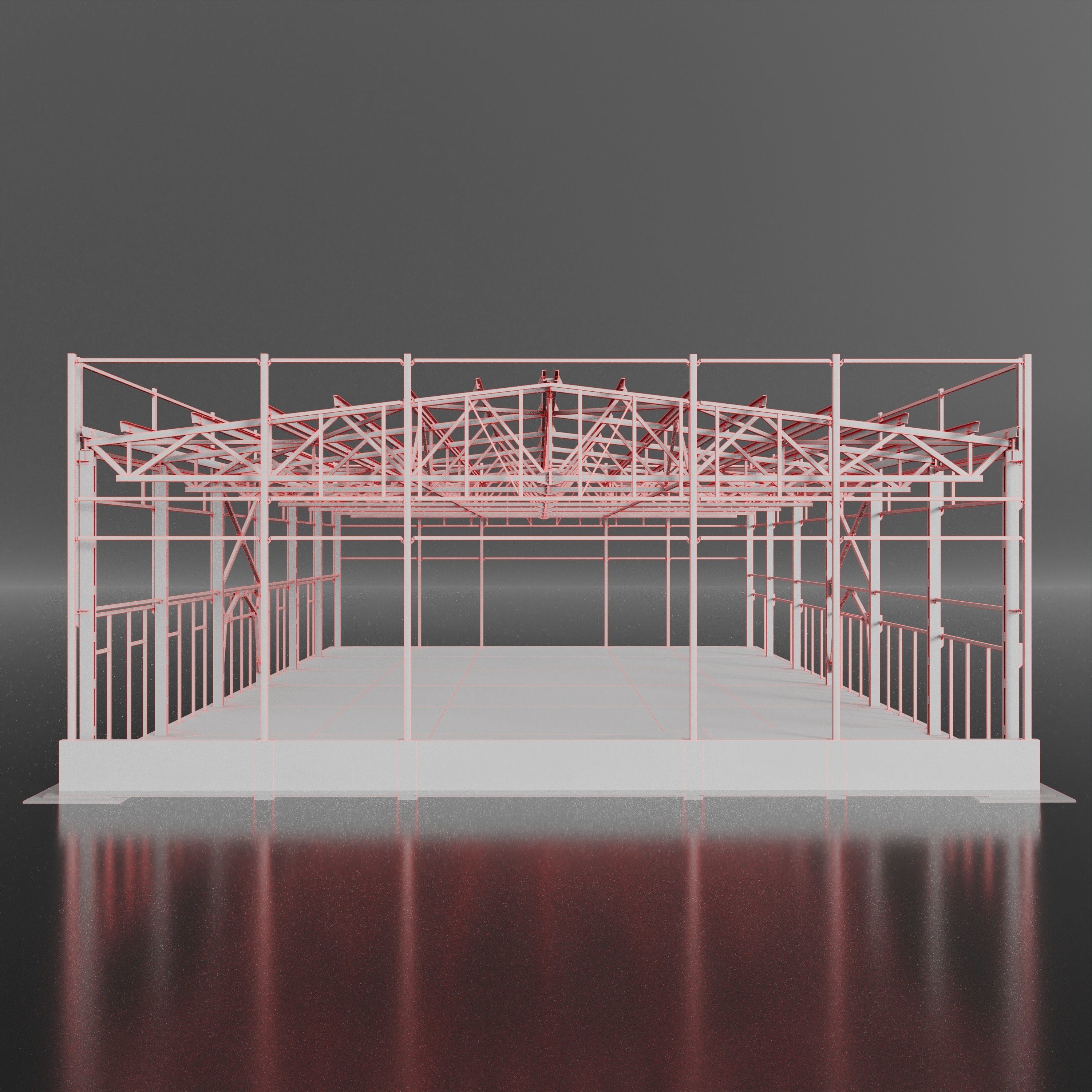 Industrial Metal Building 3D model_4