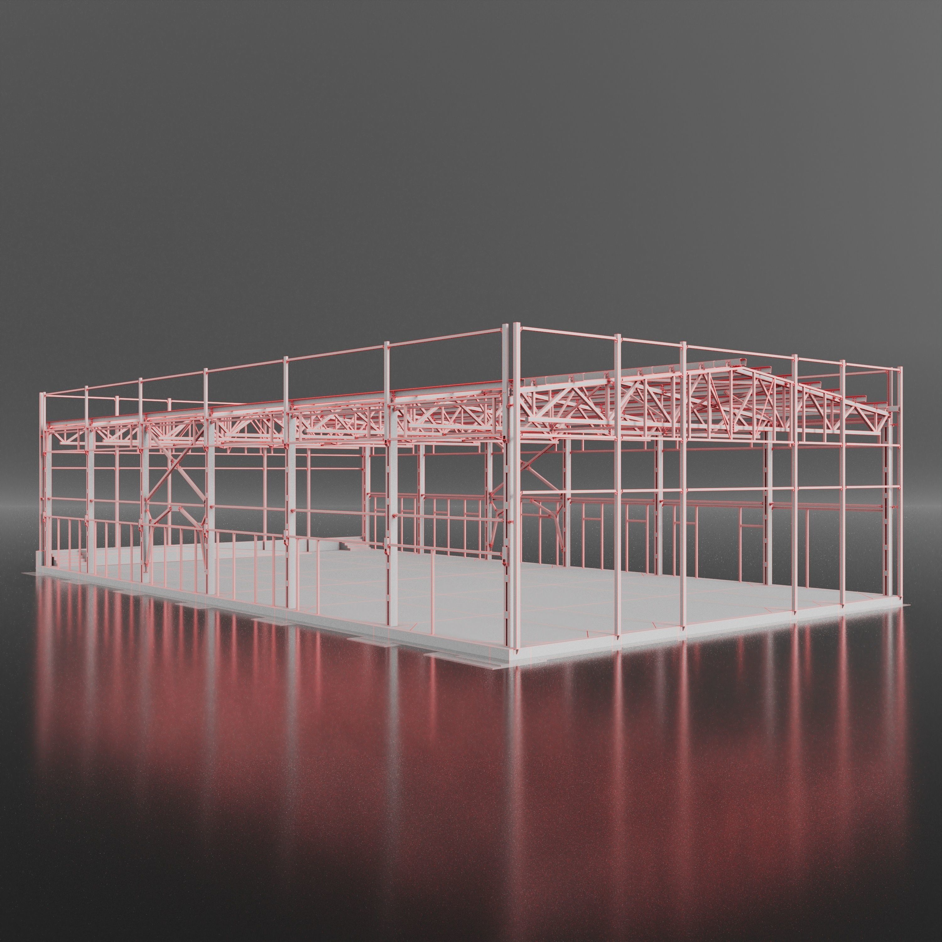 Industrial Metal Building 3D model_2