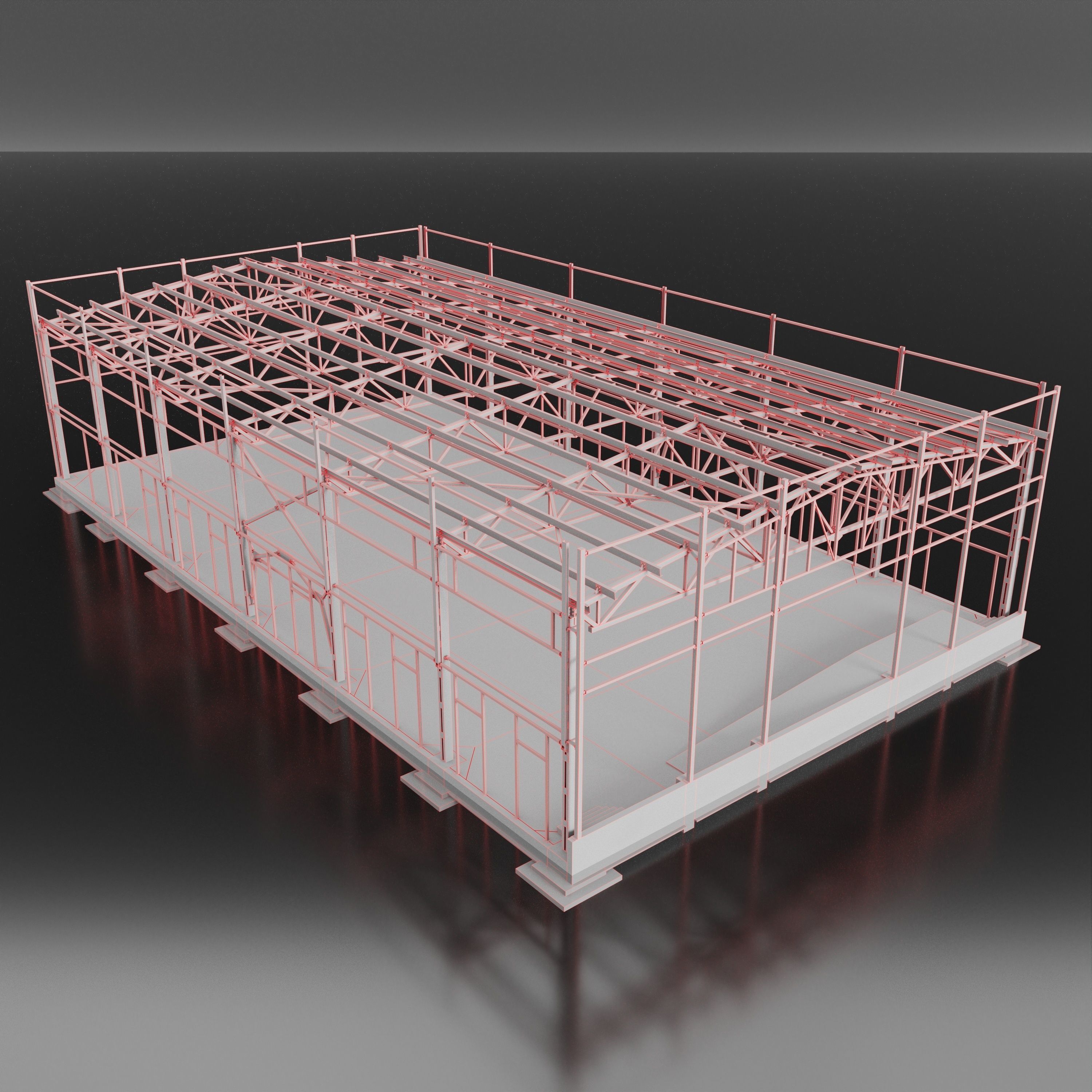 Industrial Metal Building 3D model_3