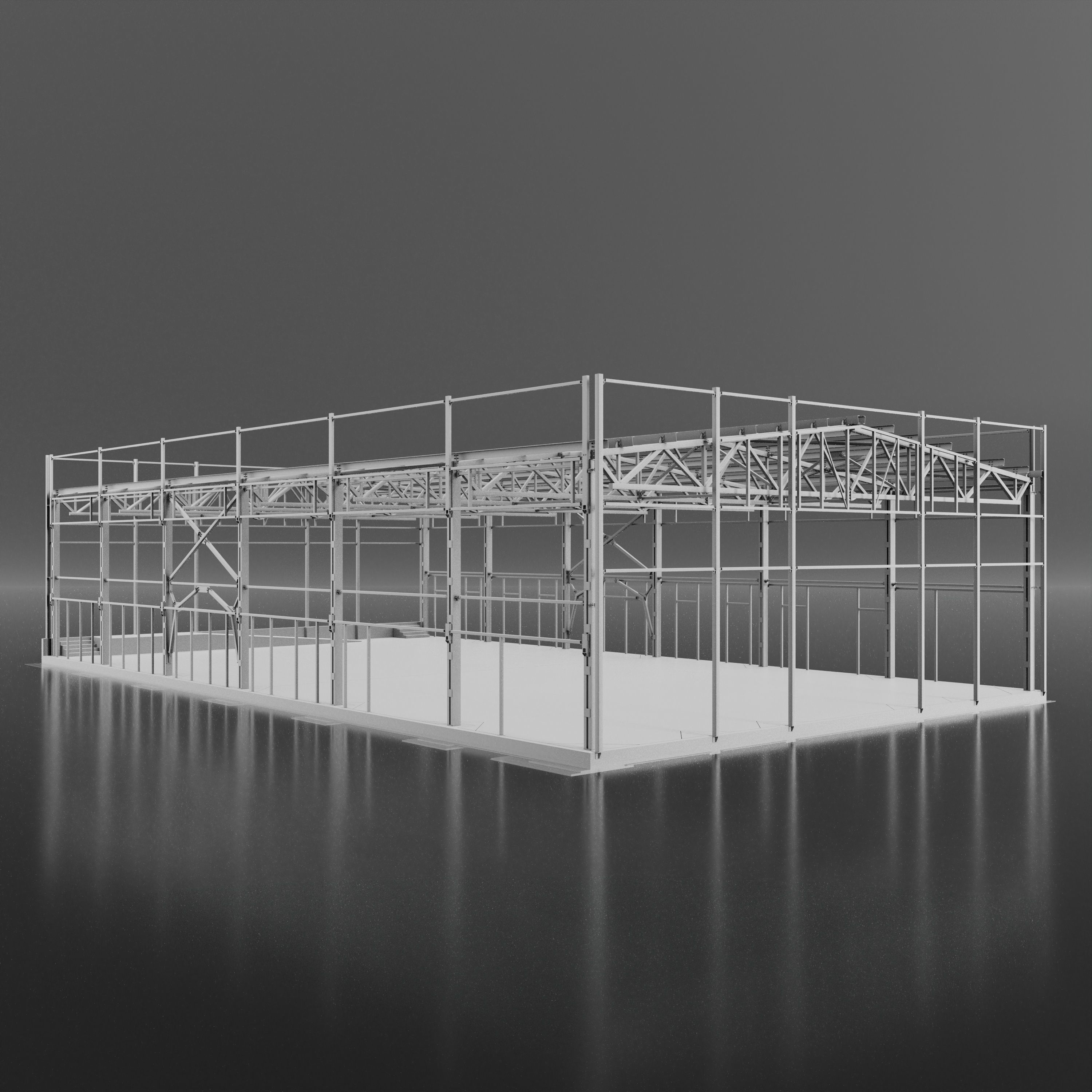 Industrial Metal Building 3D model_1