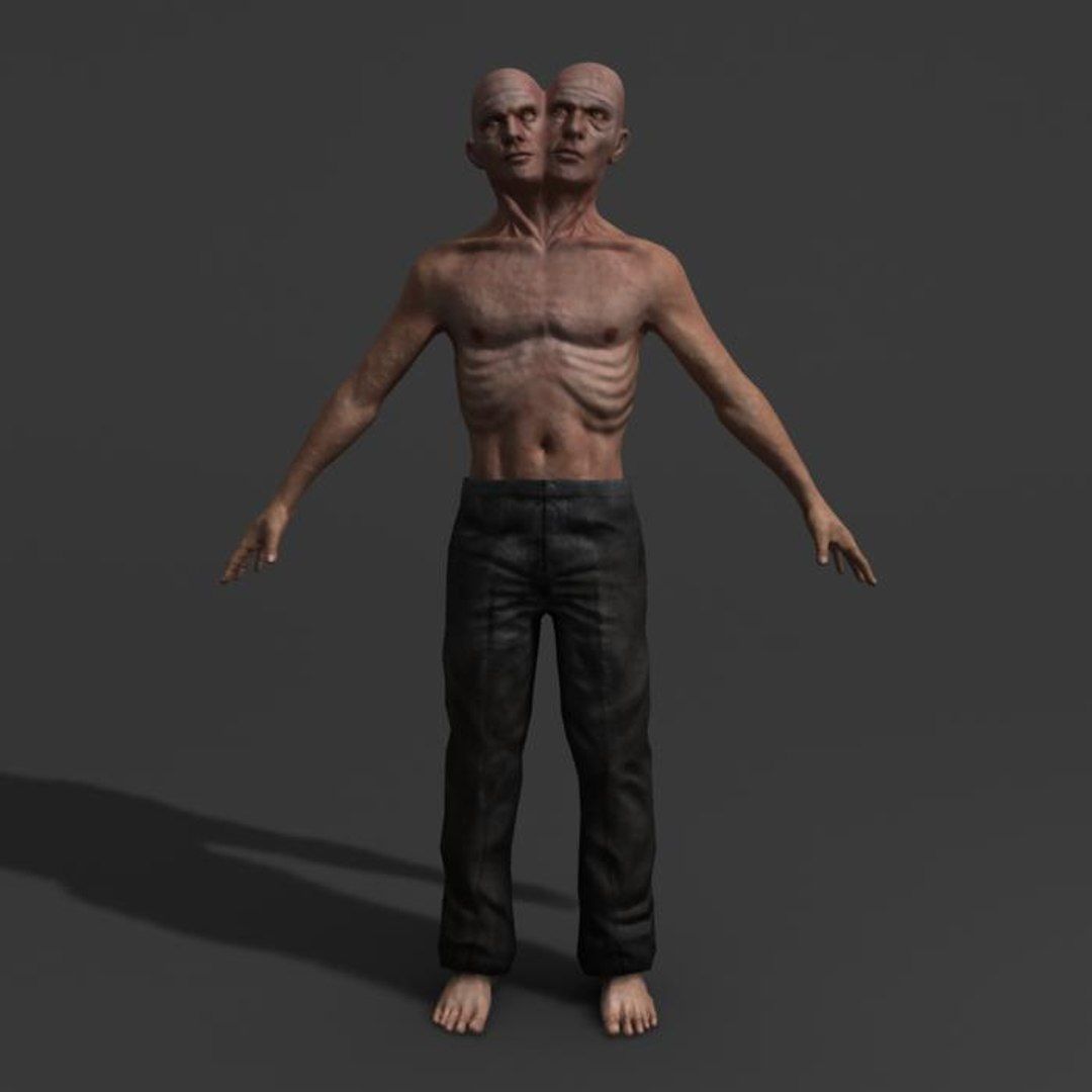 Two Headed Creature  Low-poly 3D model_7