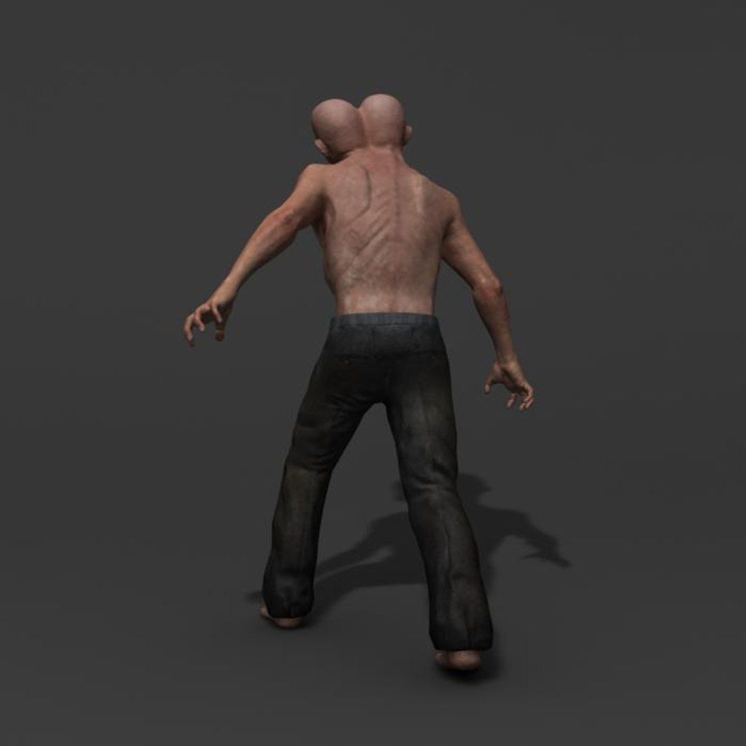 Two Headed Creature  Low-poly 3D model_3