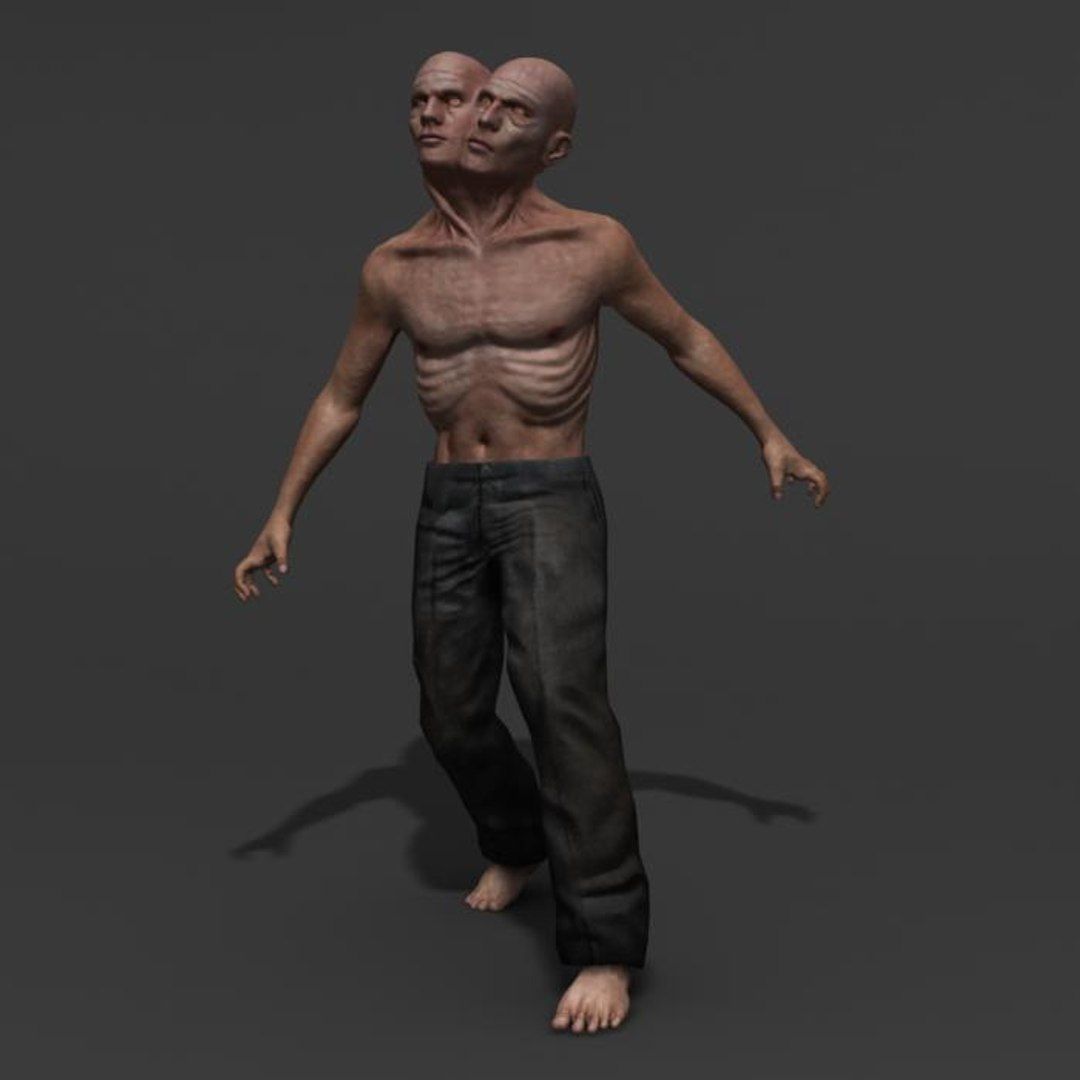 Two Headed Creature  Low-poly 3D model_4