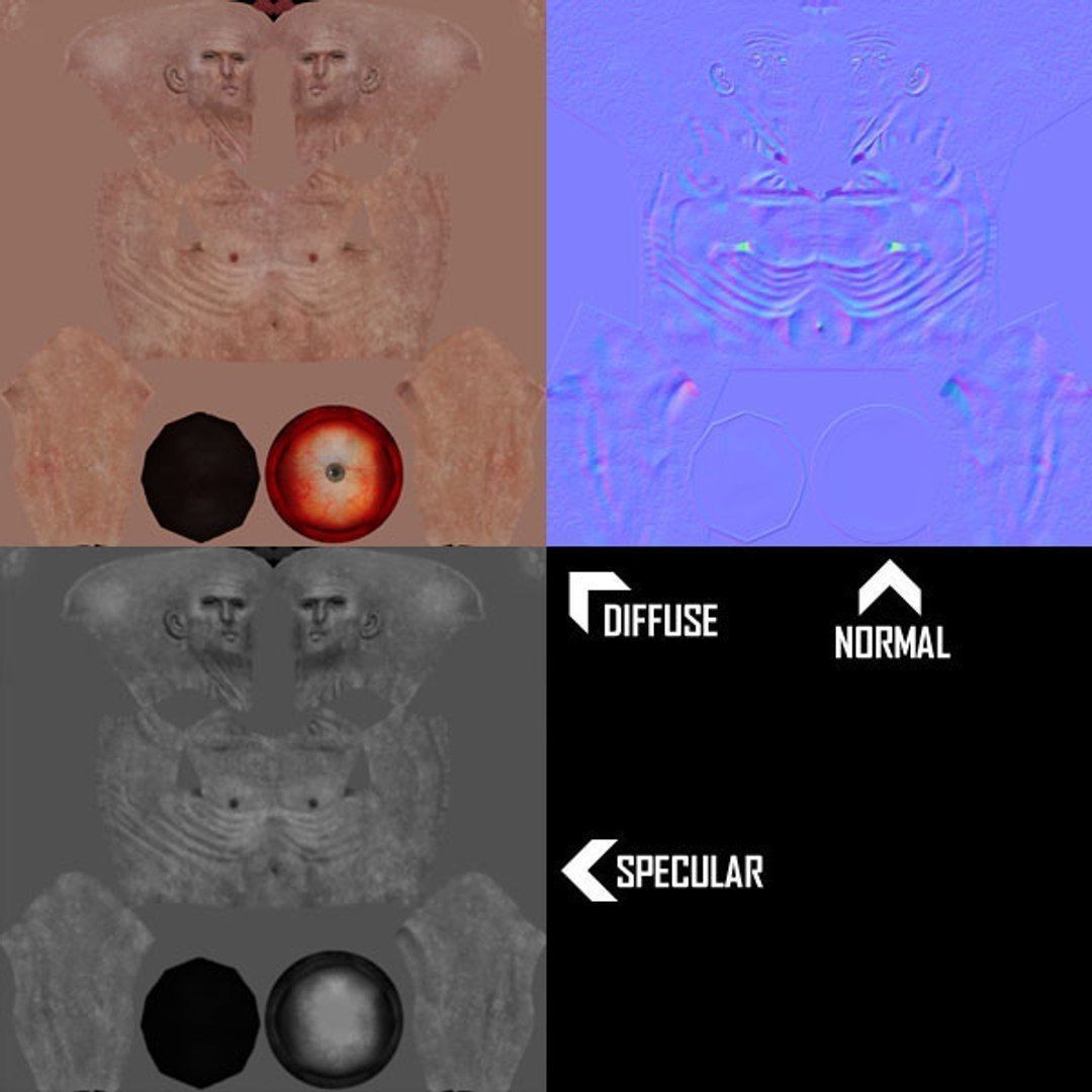 Two Headed Creature  Low-poly 3D model_15