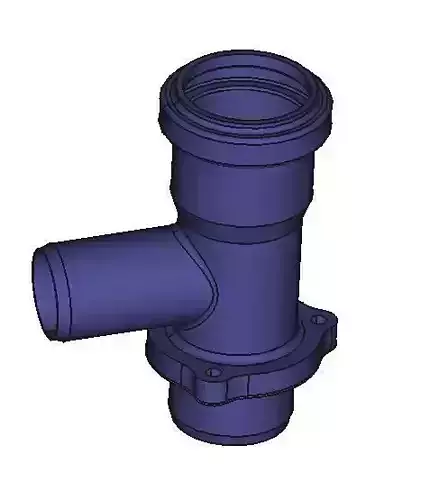 DN 50 GERADE MIT UEBERLAUFSTUTZEN DN40 DRUCKBAR 3D-DRUCKMODEL