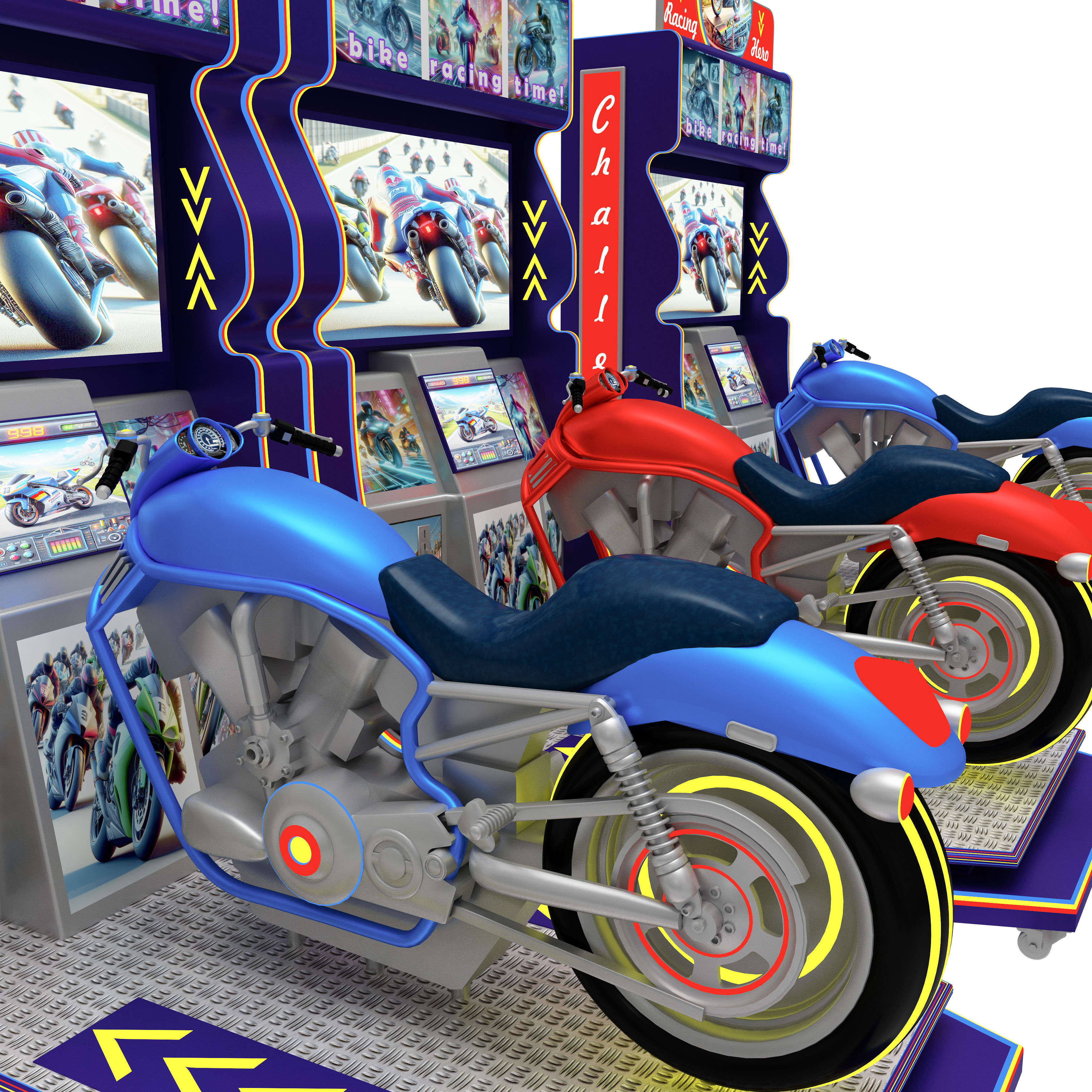 Virtual Reality Motorcycle Racing Arcade Game Machine  3D model_10