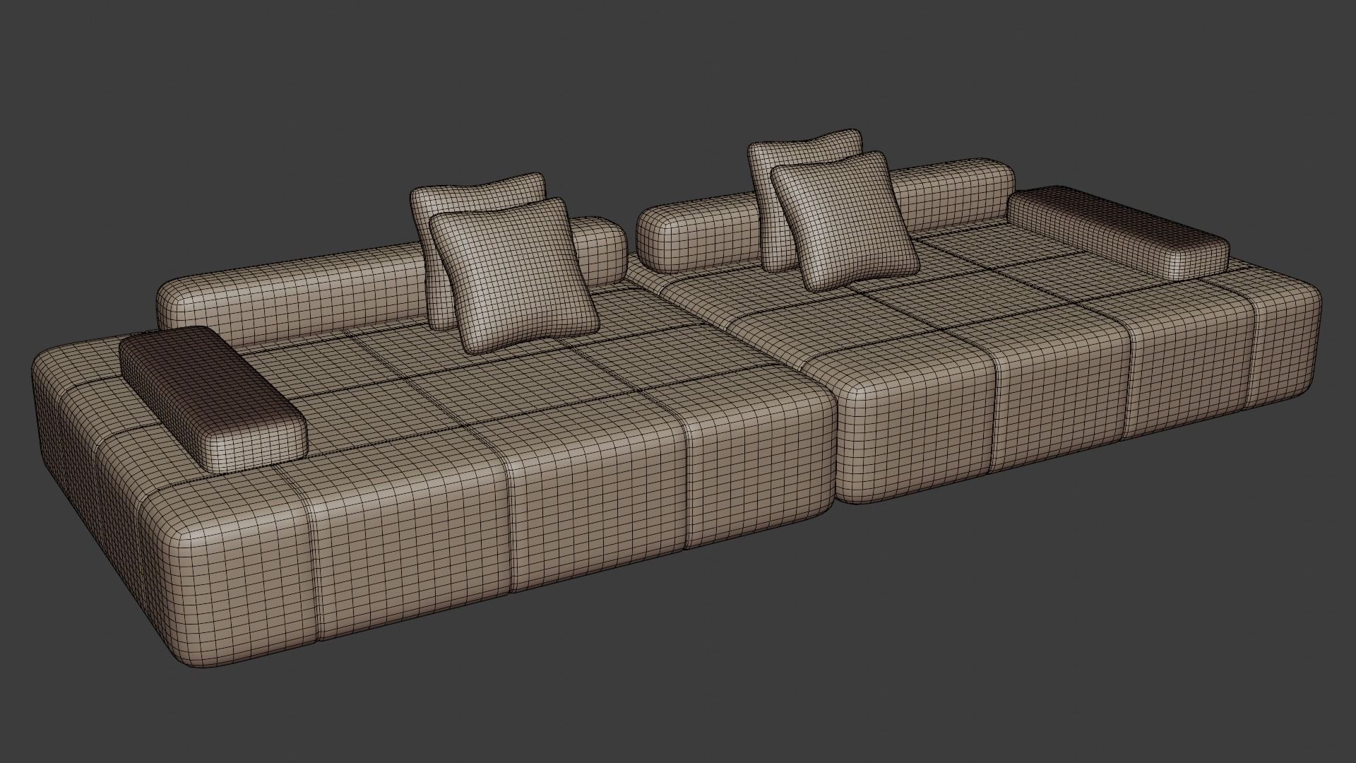 Fabric sofa with modular system 3D model_6