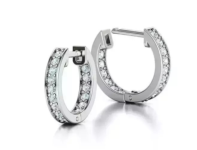 Diamond Hoops  13mm Hoop Earring 3dmodel 3D print model