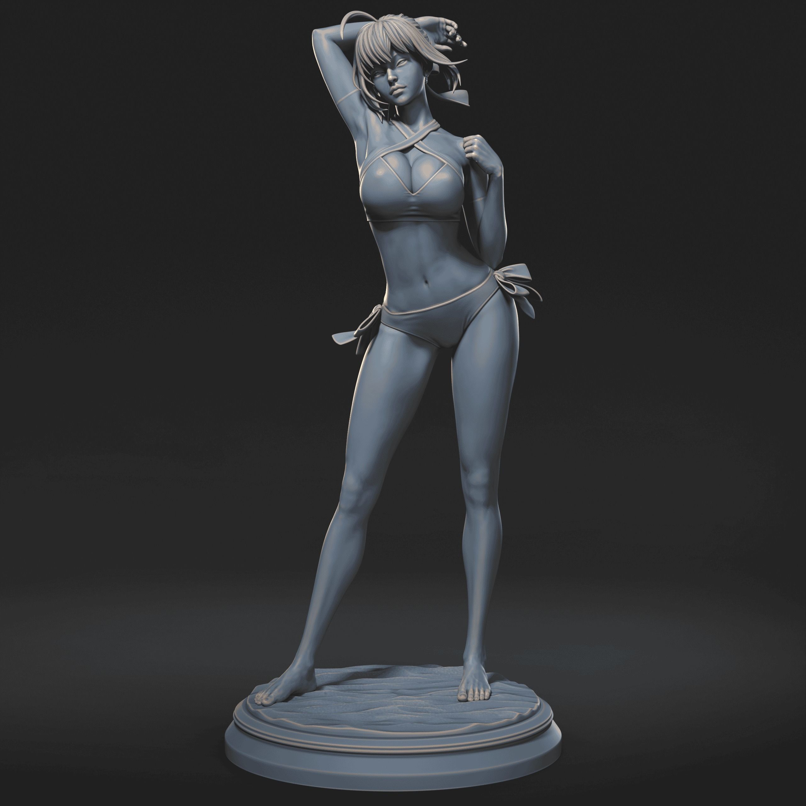Fate Artoria Pendragon Saber Bikini Swimsuit 3D print model_10