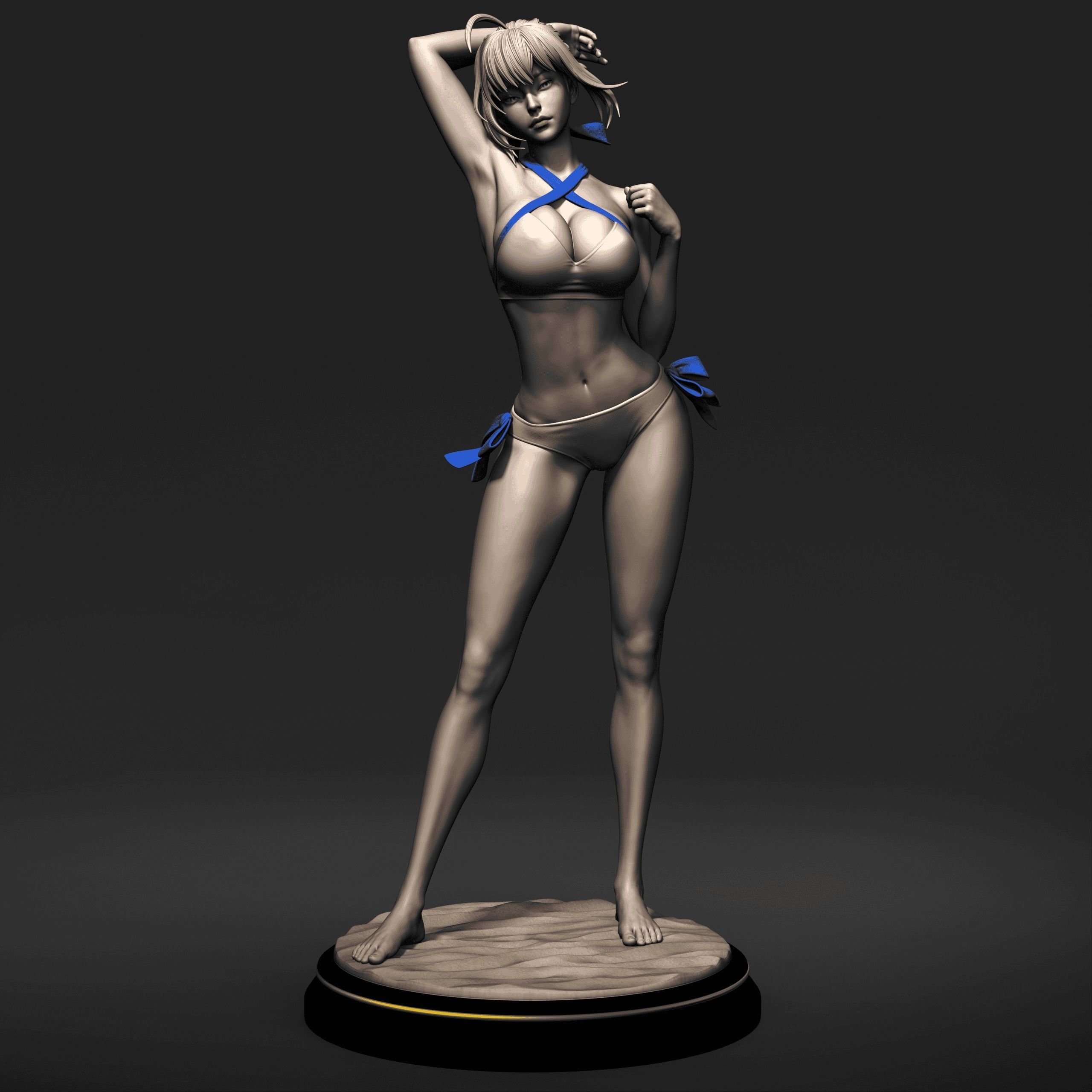 Fate Artoria Pendragon Saber Bikini Swimsuit 3D print model_9