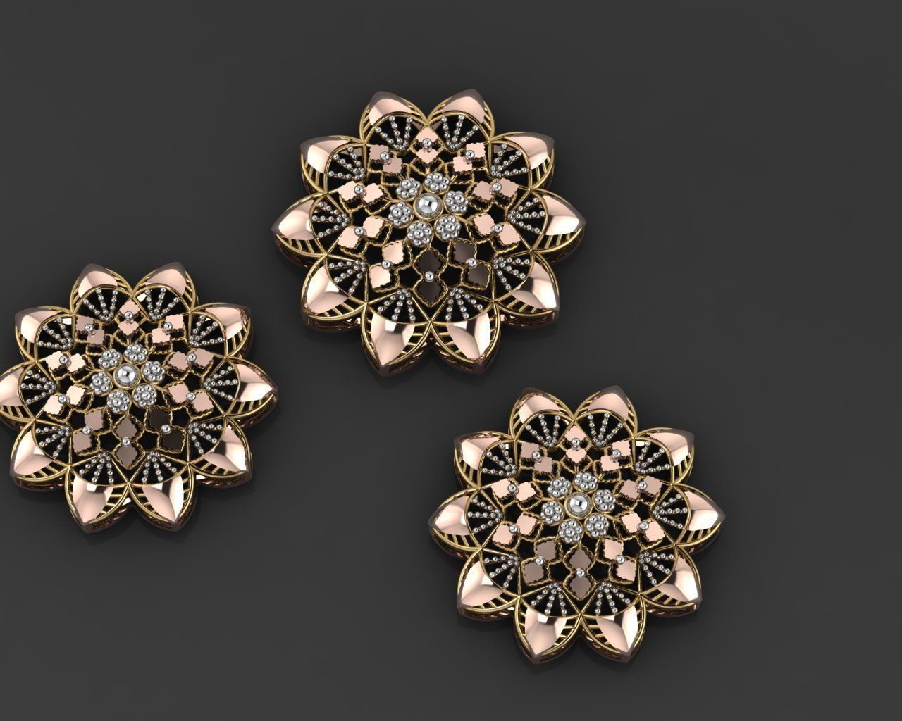 Flower Wire Mesh Ultra Vision Necklace Pendant Link 3D print model_1