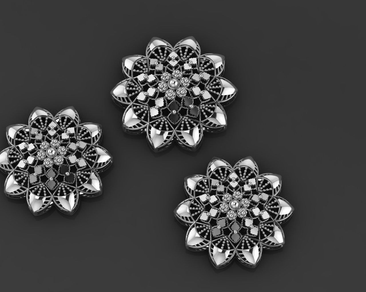 Flower Wire Mesh Ultra Vision Necklace Pendant Link 3D print model_2