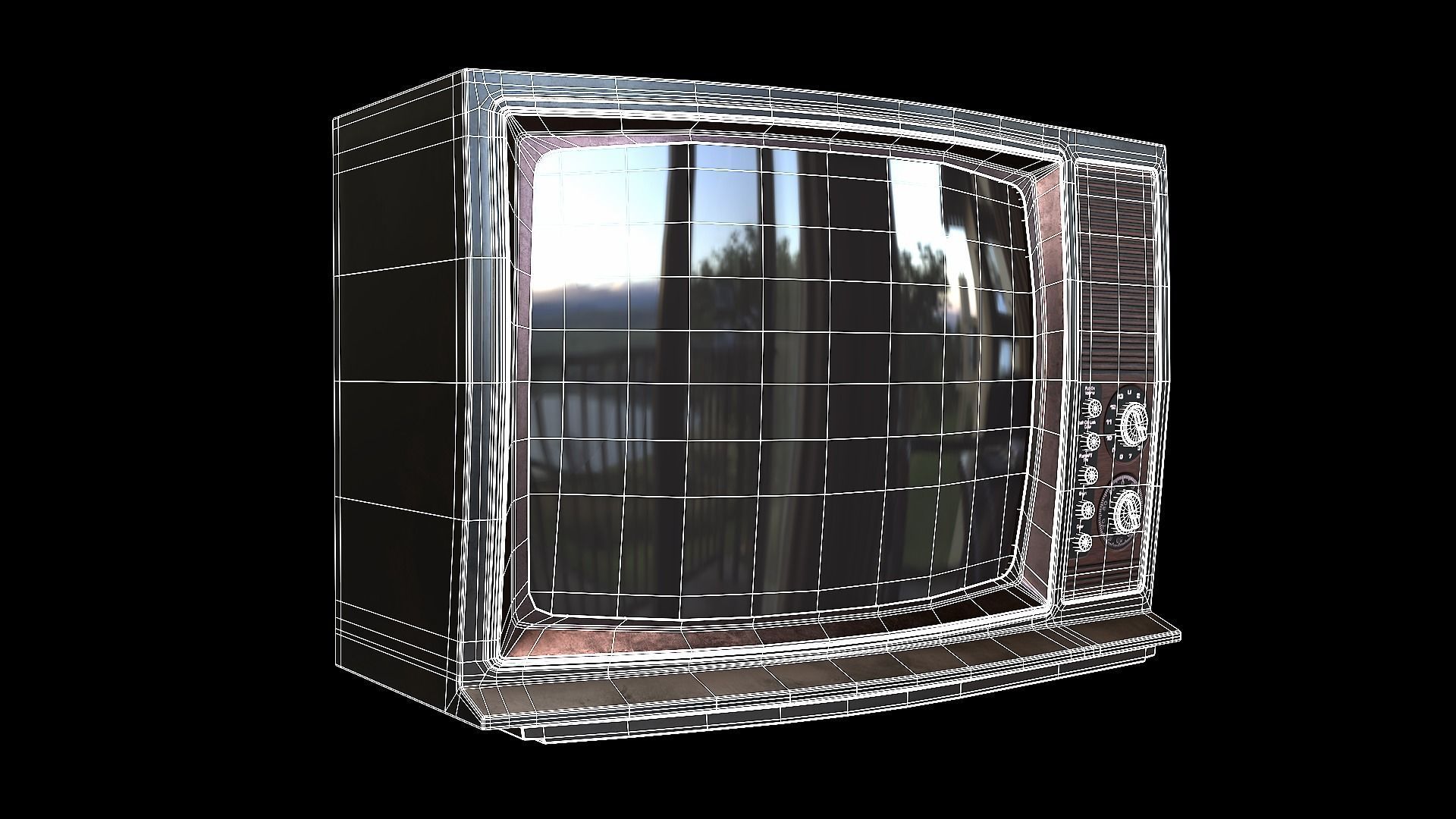 Television PBR 01 Low-poly 3D model_8