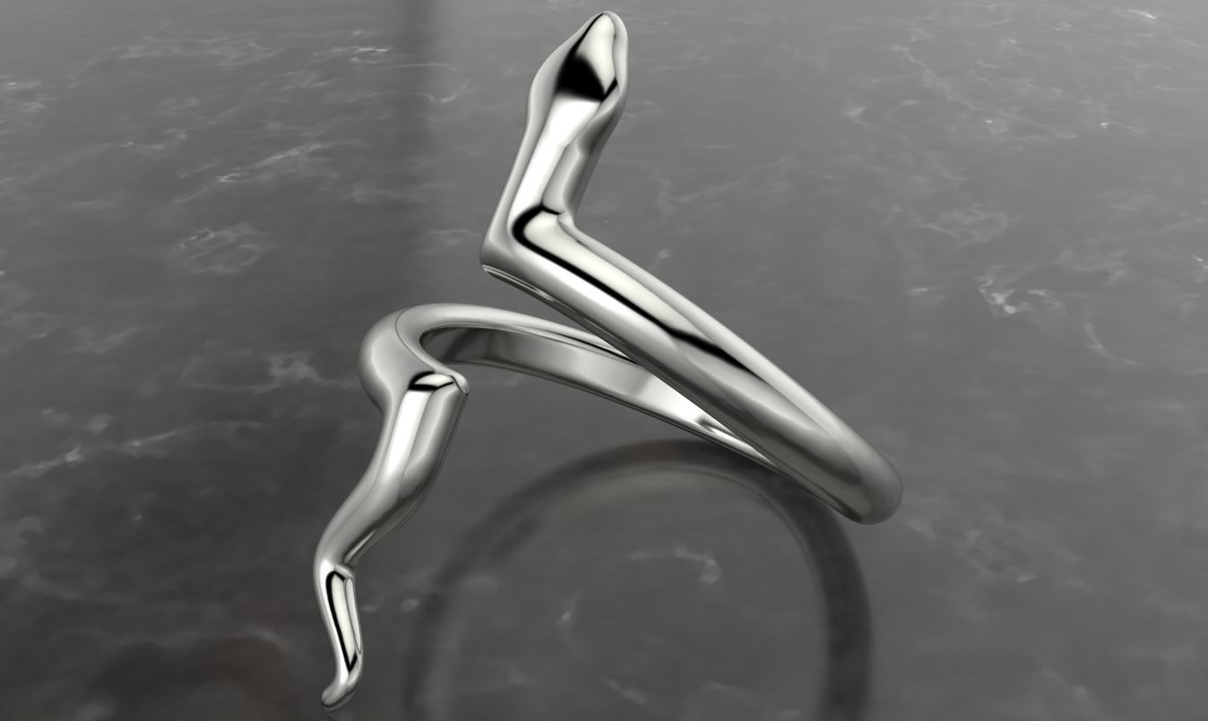 snake low poly ring adjustable  3D print model_11