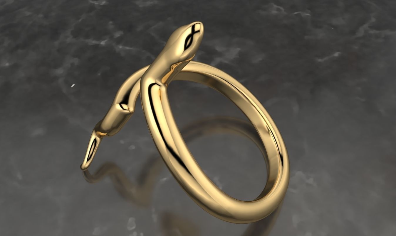 snake low poly ring adjustable  3D print model_1