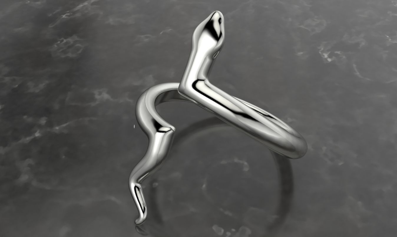 snake low poly ring adjustable  3D print model_7