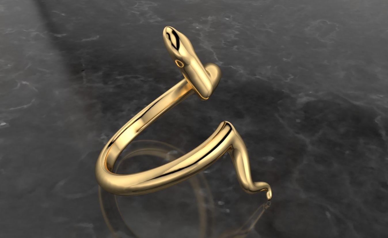 snake low poly ring adjustable  3D print model_13