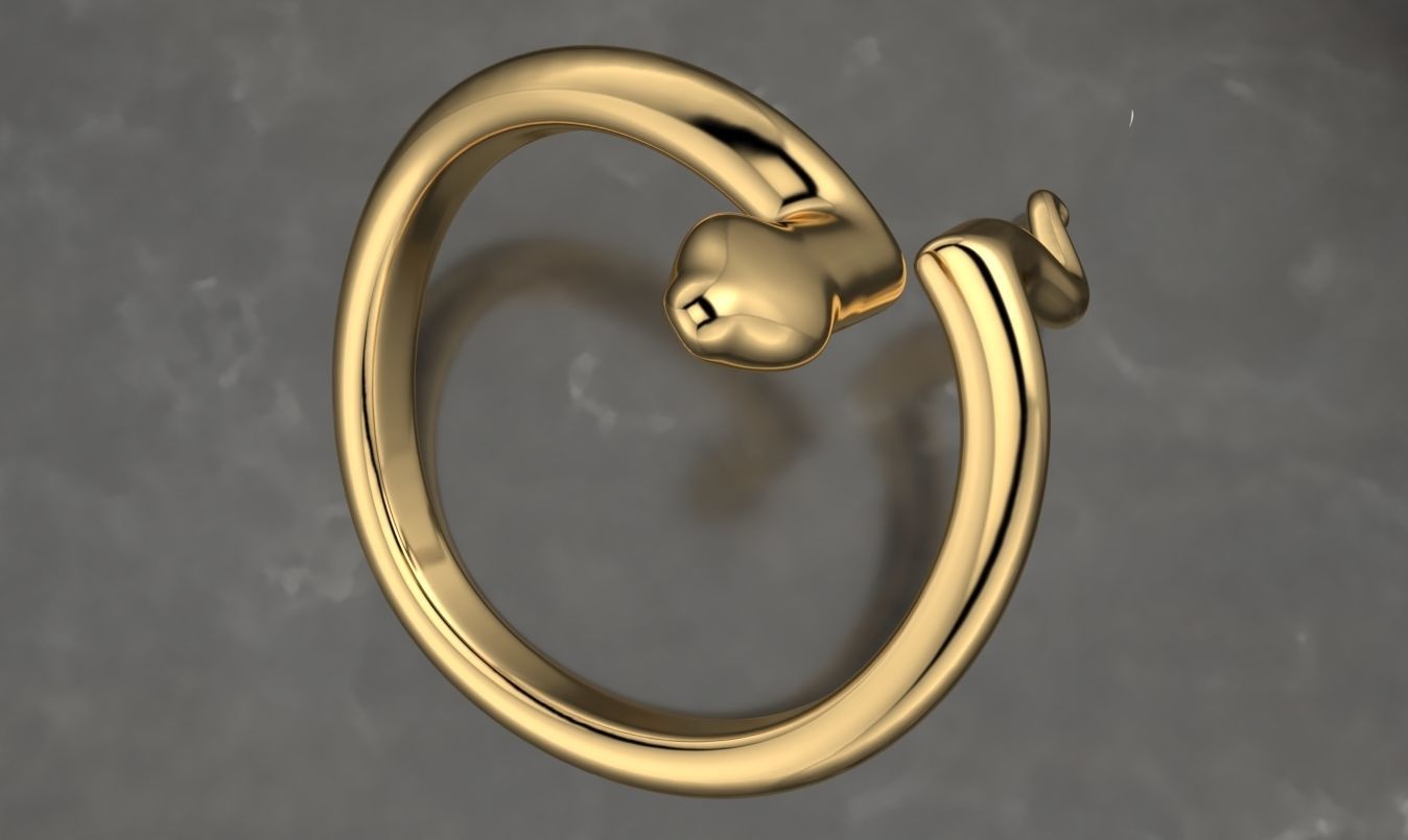 snake low poly ring adjustable  3D print model_4