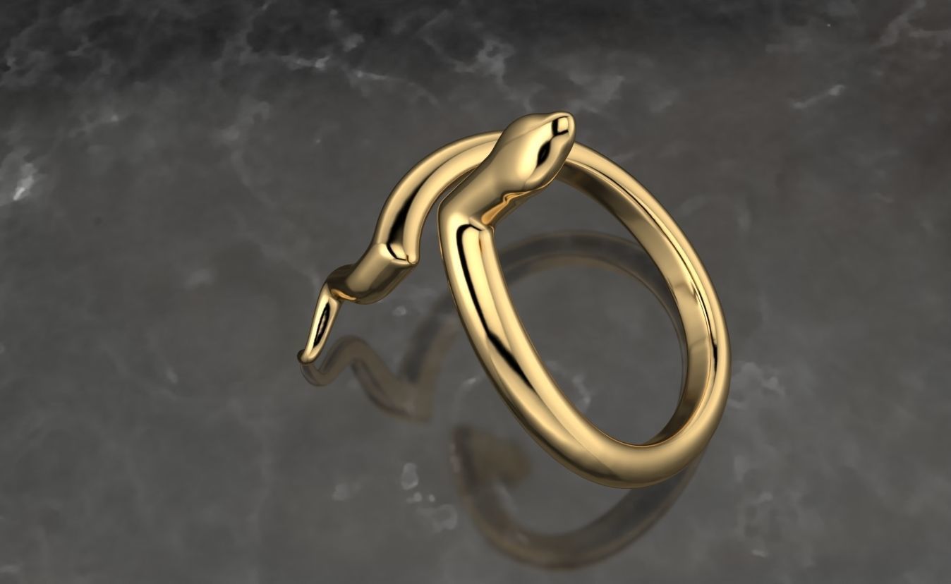 snake low poly ring adjustable  3D print model_14