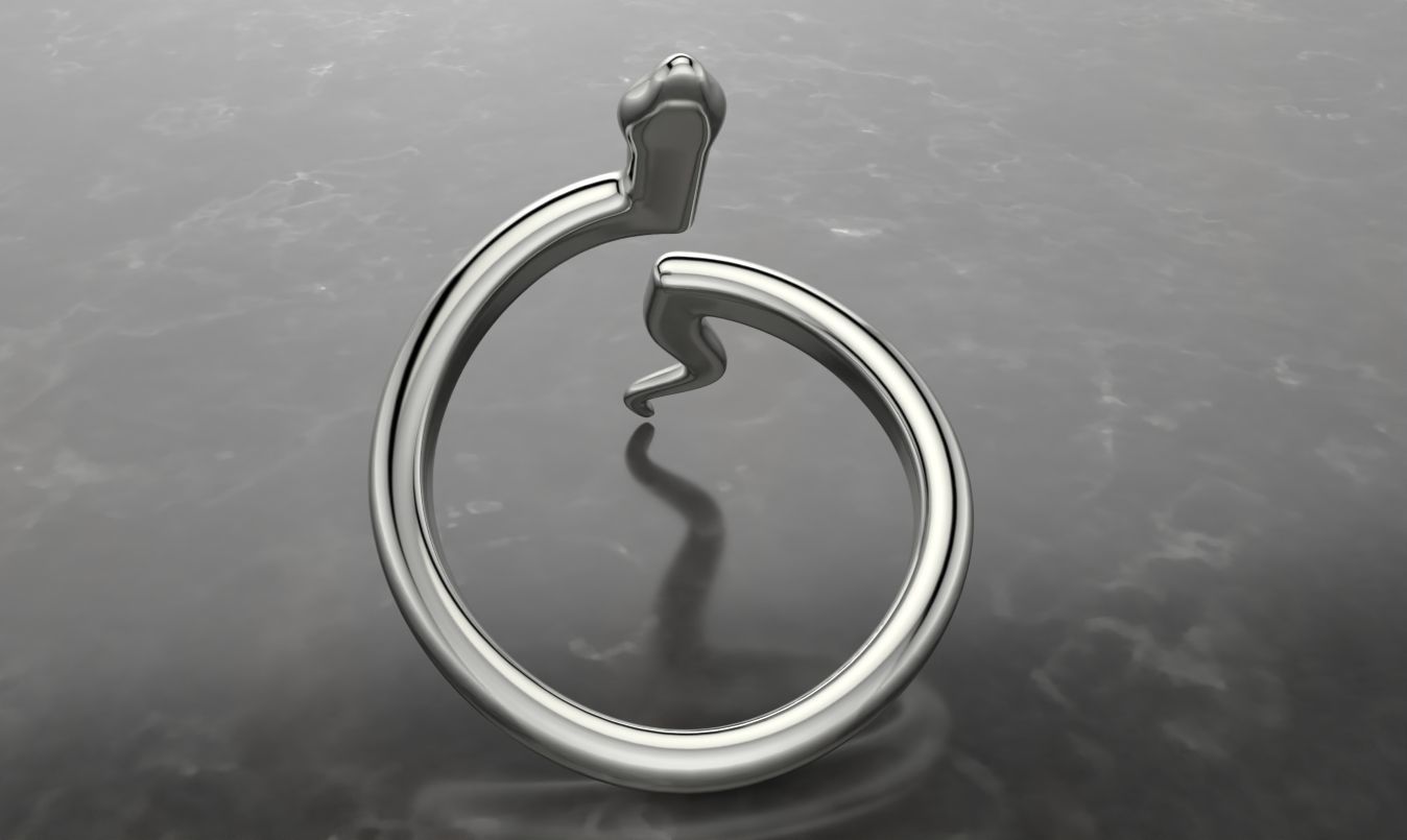 snake low poly ring adjustable  3D print model_8