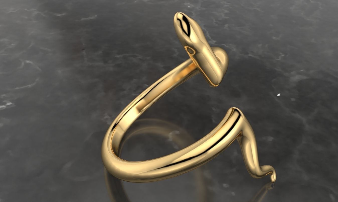 snake low poly ring adjustable  3D print model_2