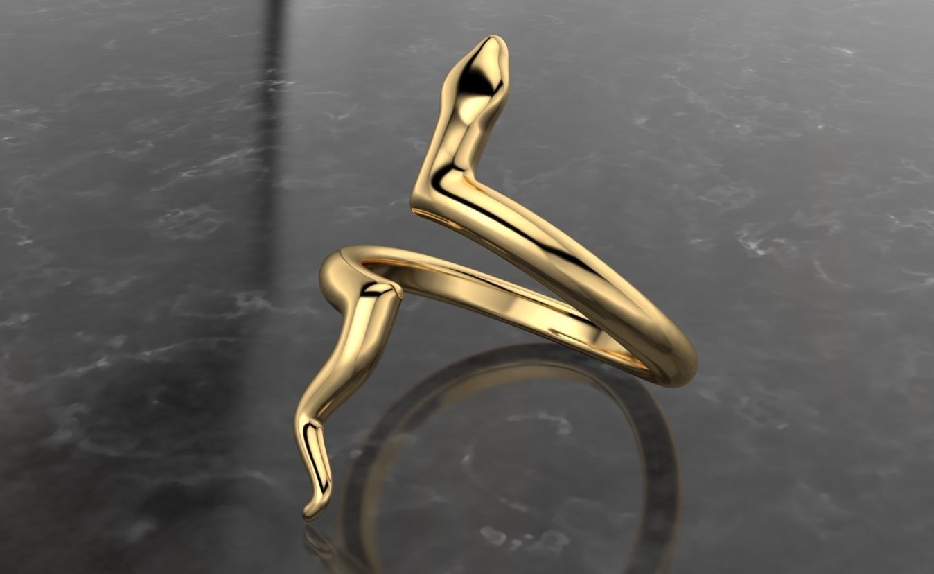 snake low poly ring adjustable  3D print model_12