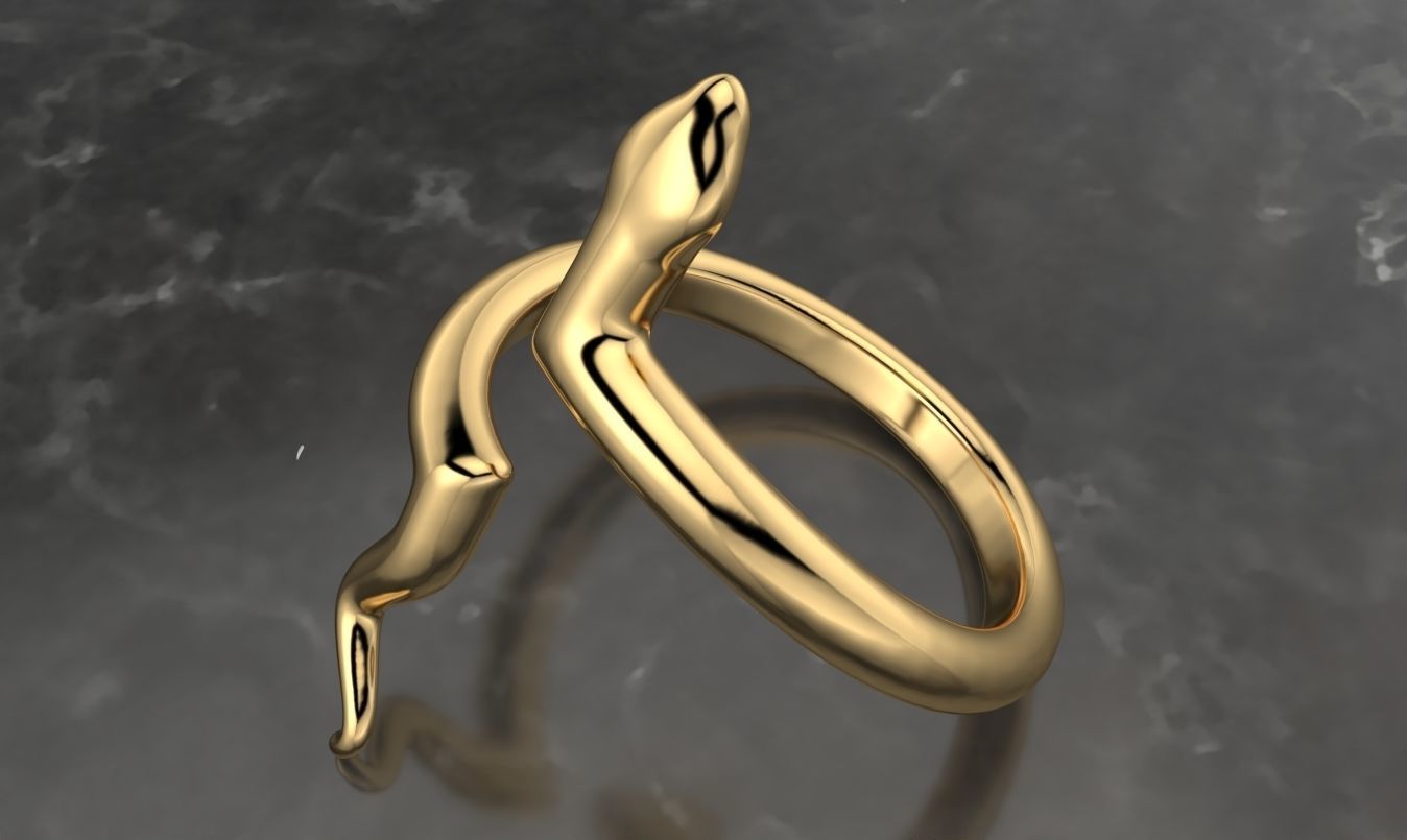 snake low poly ring adjustable  3D print model_3