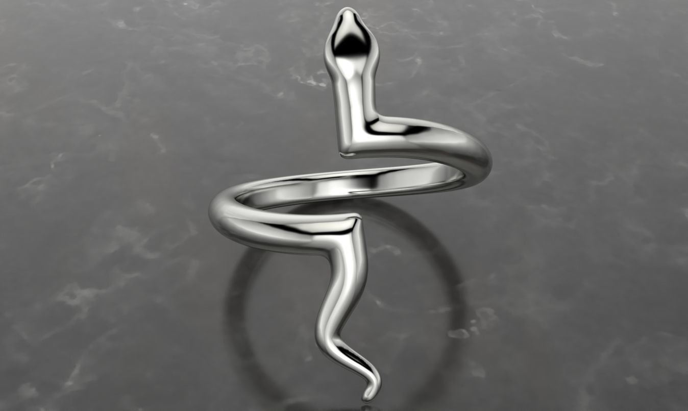 snake low poly ring adjustable  3D print model_10