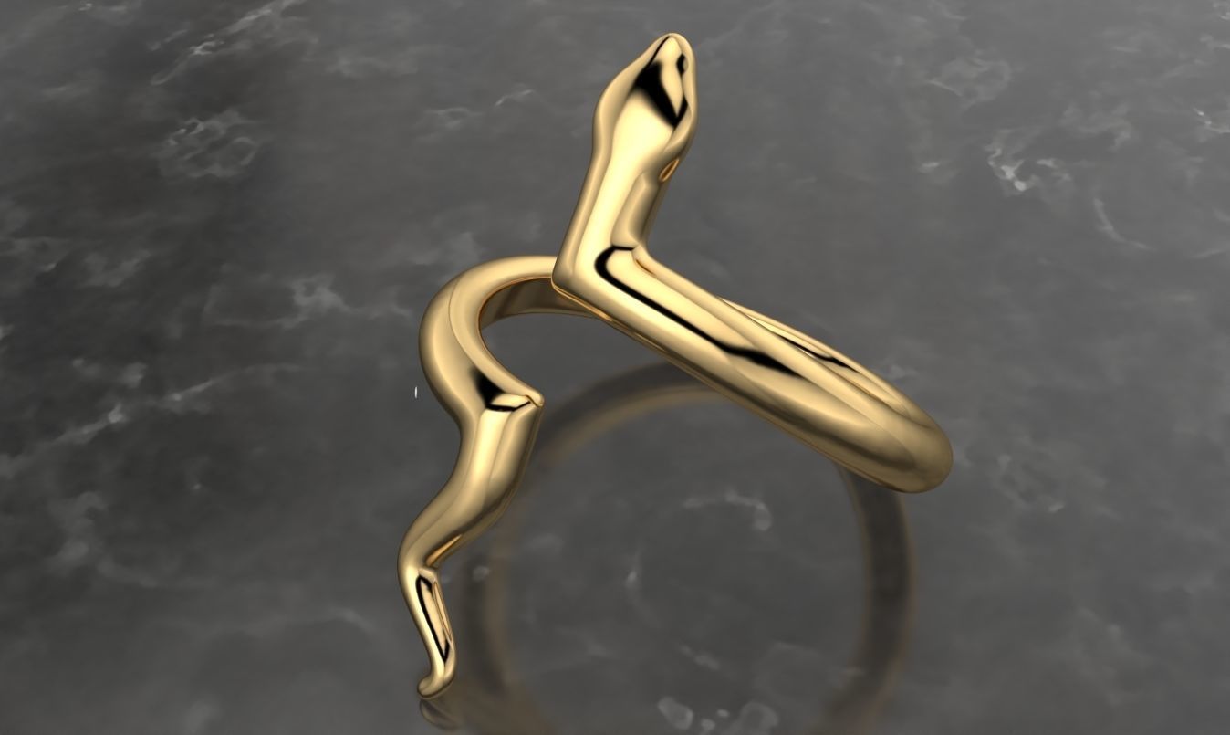 snake low poly ring adjustable  3D print model_5