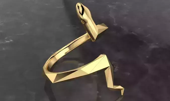 snake super low poly ring adjustable 