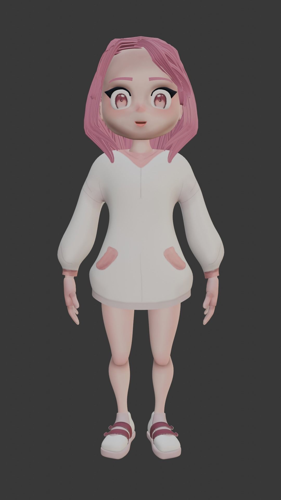 Anime Girl 3D model Low-poly 3D model