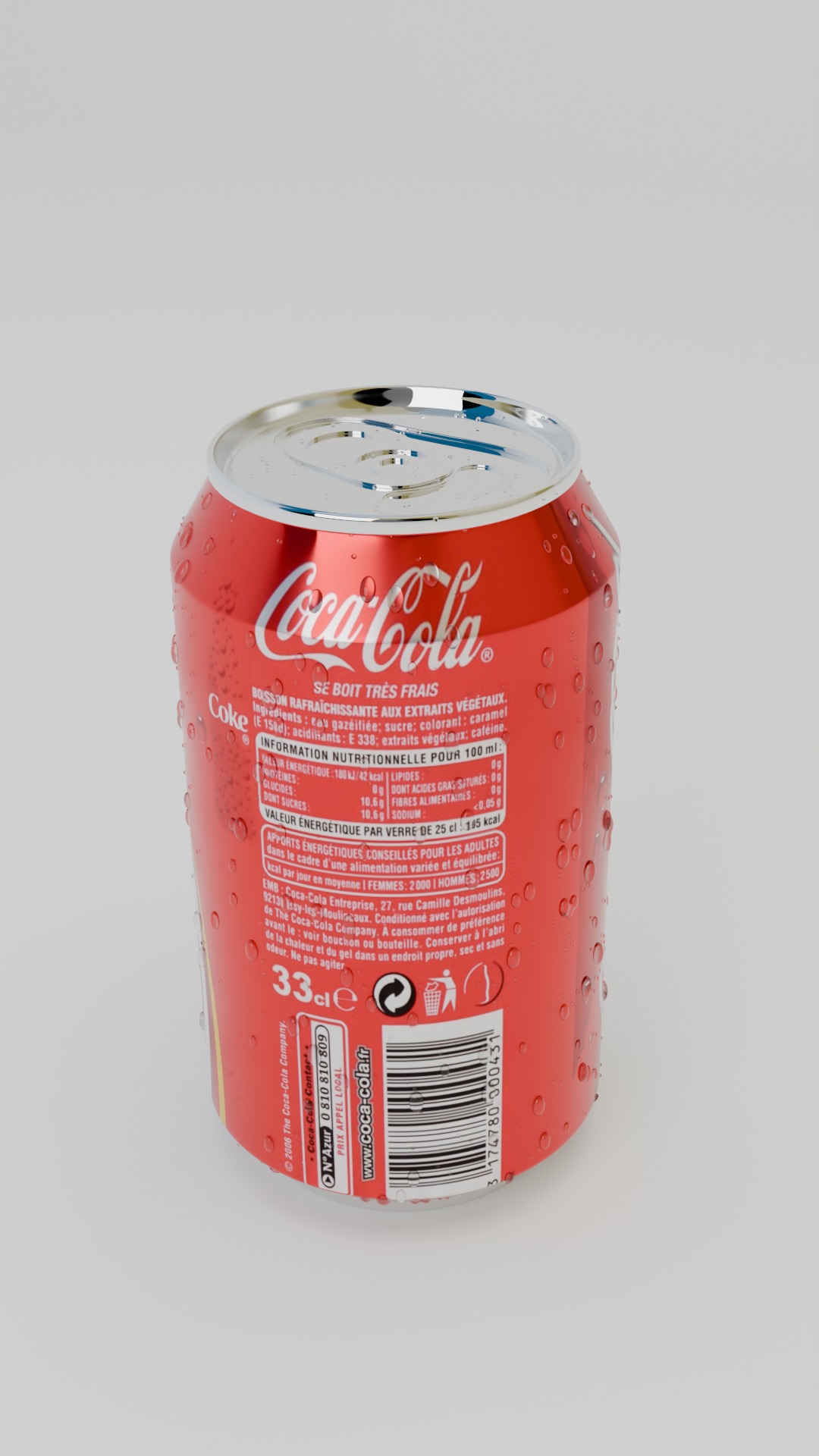 Coca-Cola can with water drops Free 3D model_3
