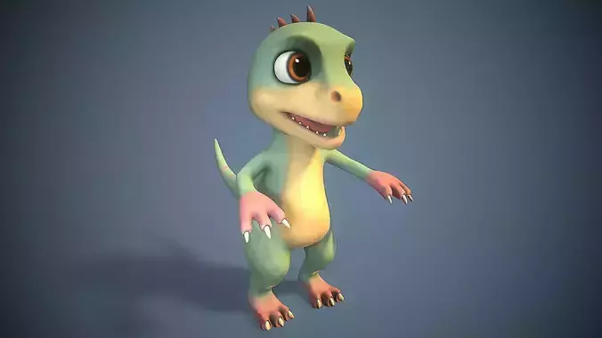 Cartoon young dinosaur Low-poly 3D model