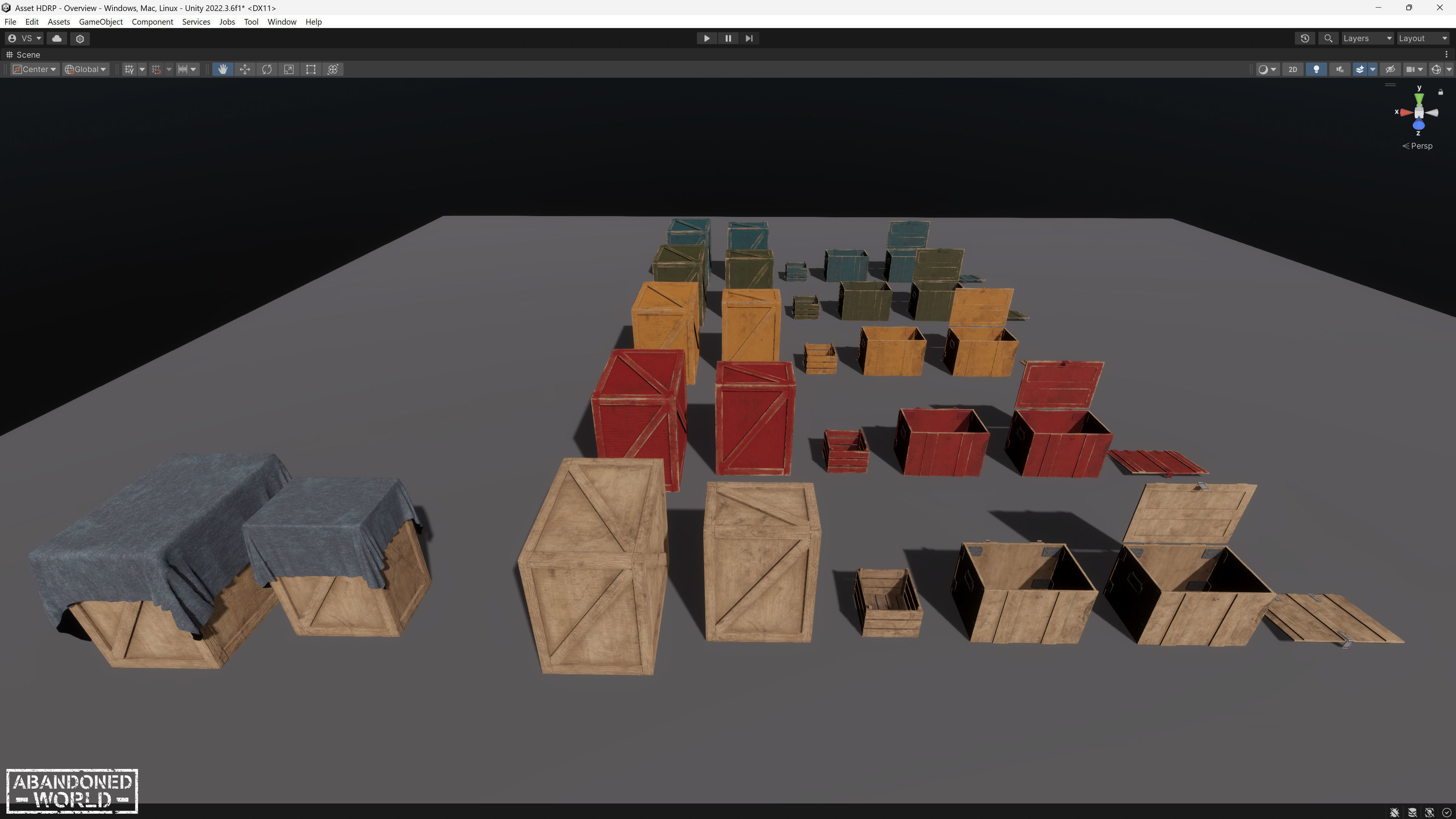 Wood Box Set Low-poly 3D model_18