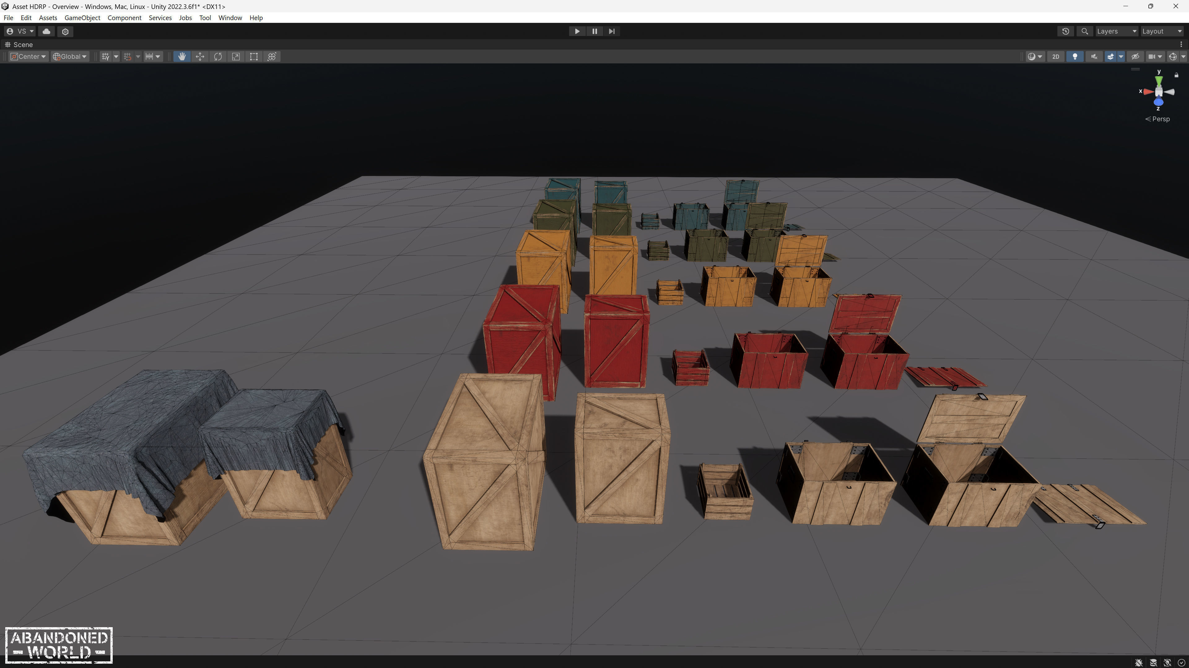 Wood Box Set Low-poly 3D model_19