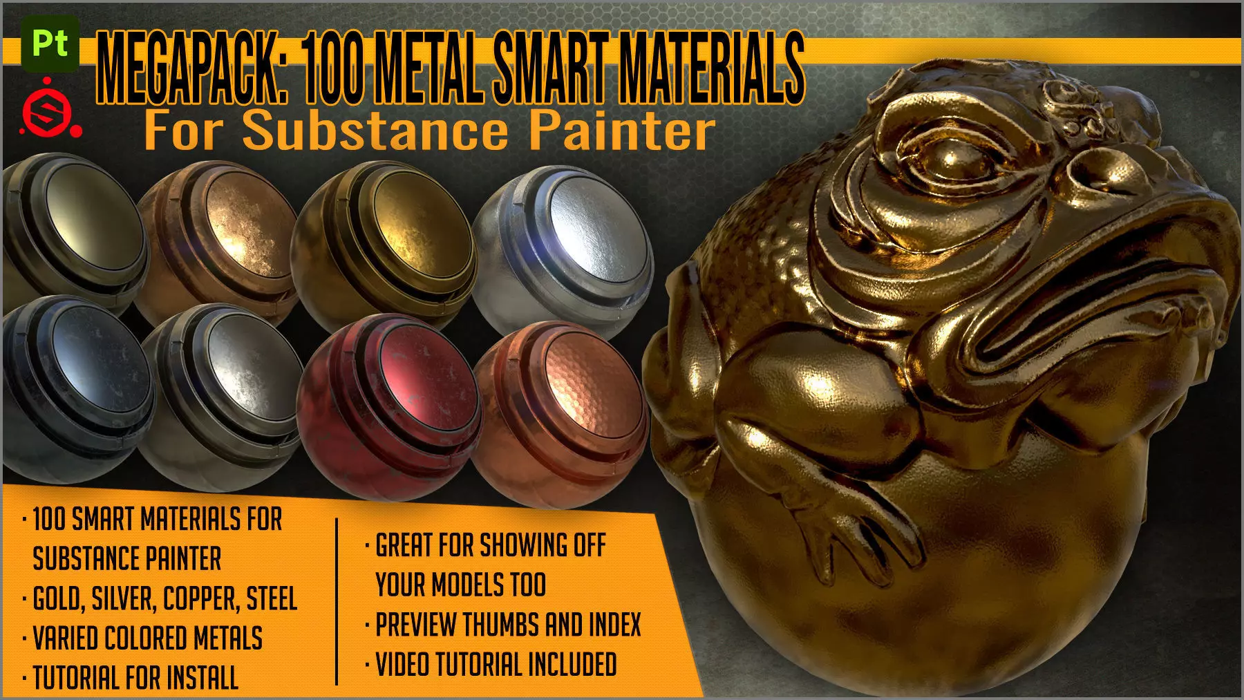 Megapack 100 Metal smart materials for Substance Painter Texture_0