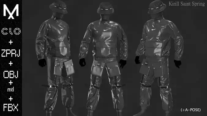 Nike Outfit Male Marvelous designer Clo3d OBJ mtl FBX ZPRJ 