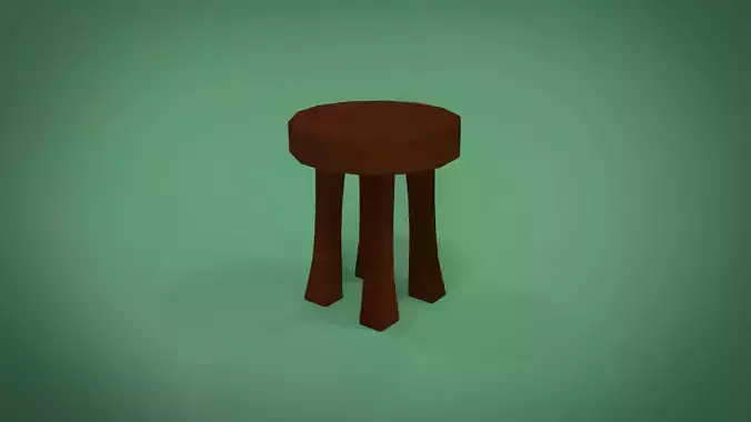 Chair wooden stool Free low-poly 3D model