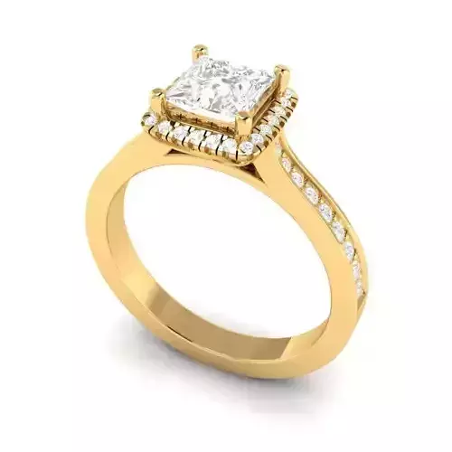 Princess Halo solitaire Ring 