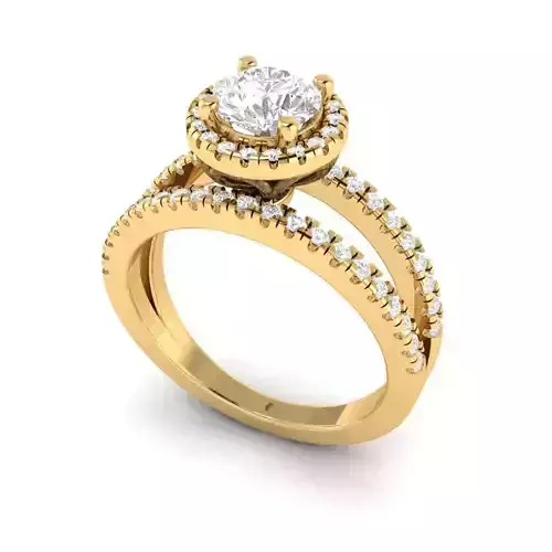 Round halo Solitaire ring