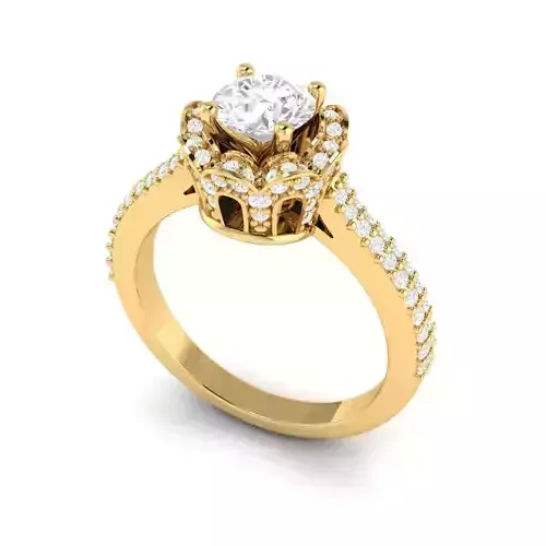 Round halo Solitaire ring
