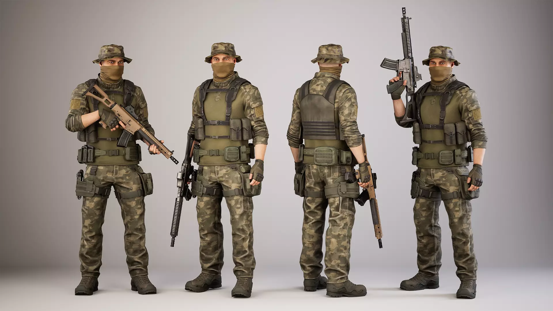 Casual Soldier 29 Low-poly 3D model_0