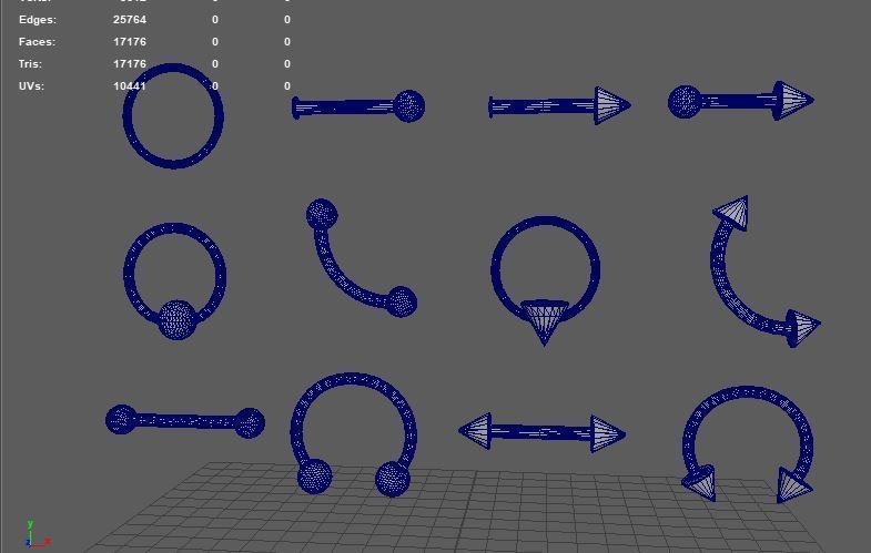 Piercings Pack 3D model_10