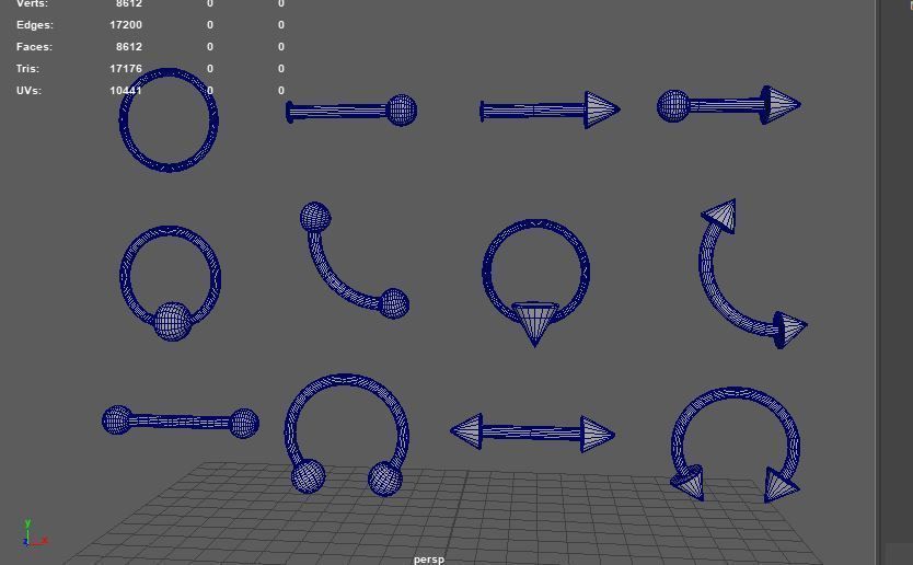 Piercings Pack 3D model_12