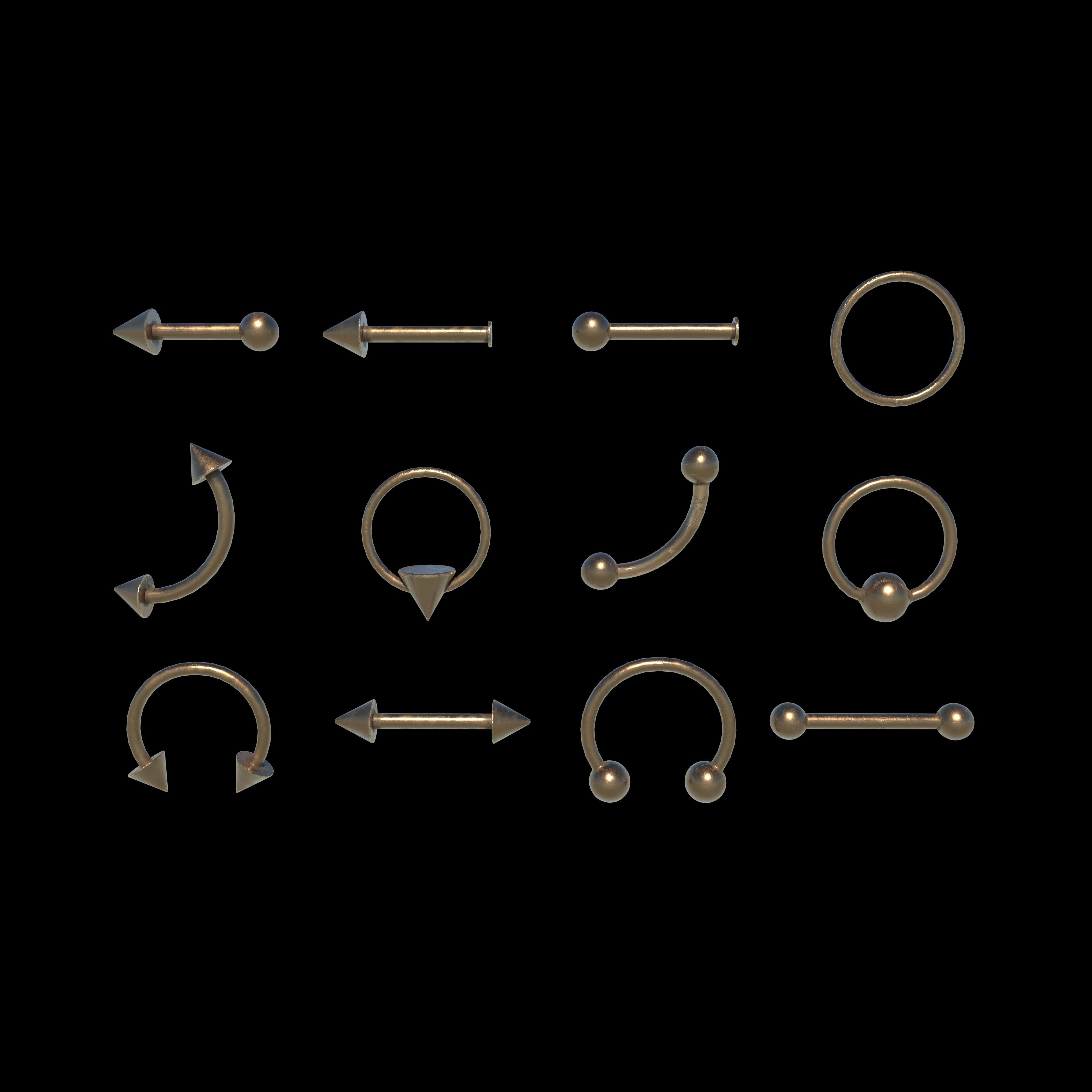Piercings Pack 3D model_1