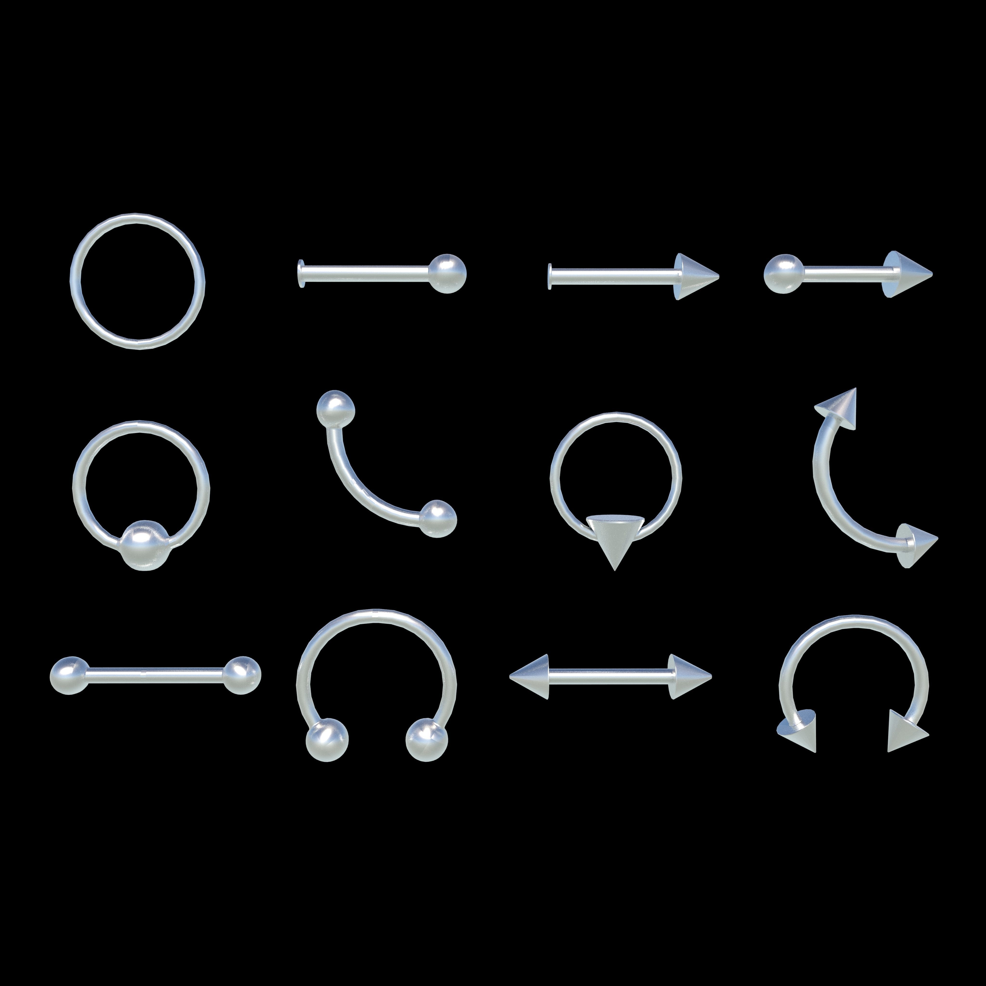 Piercings Pack 3D model_4