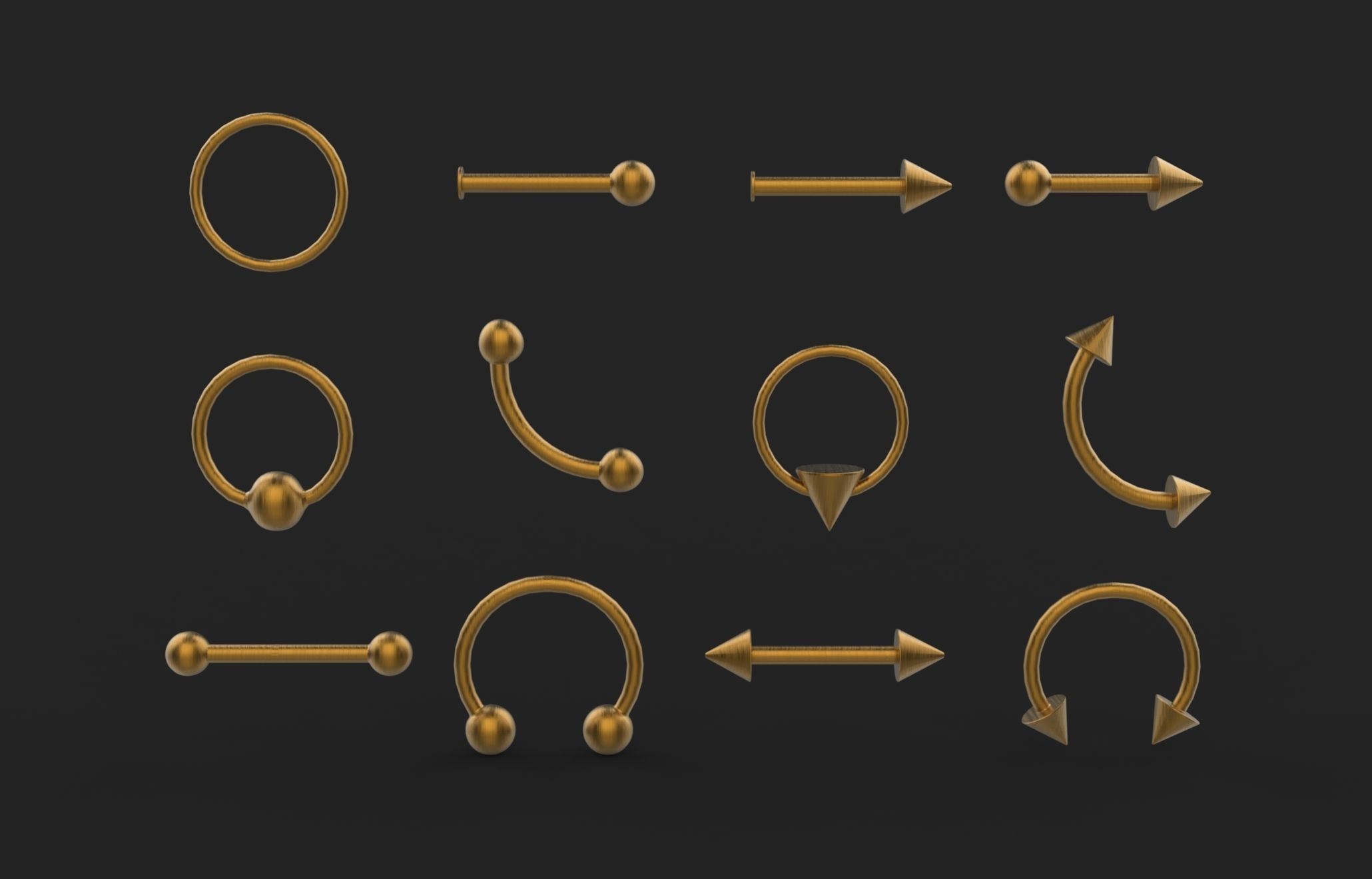 Piercings Pack 3D model_2