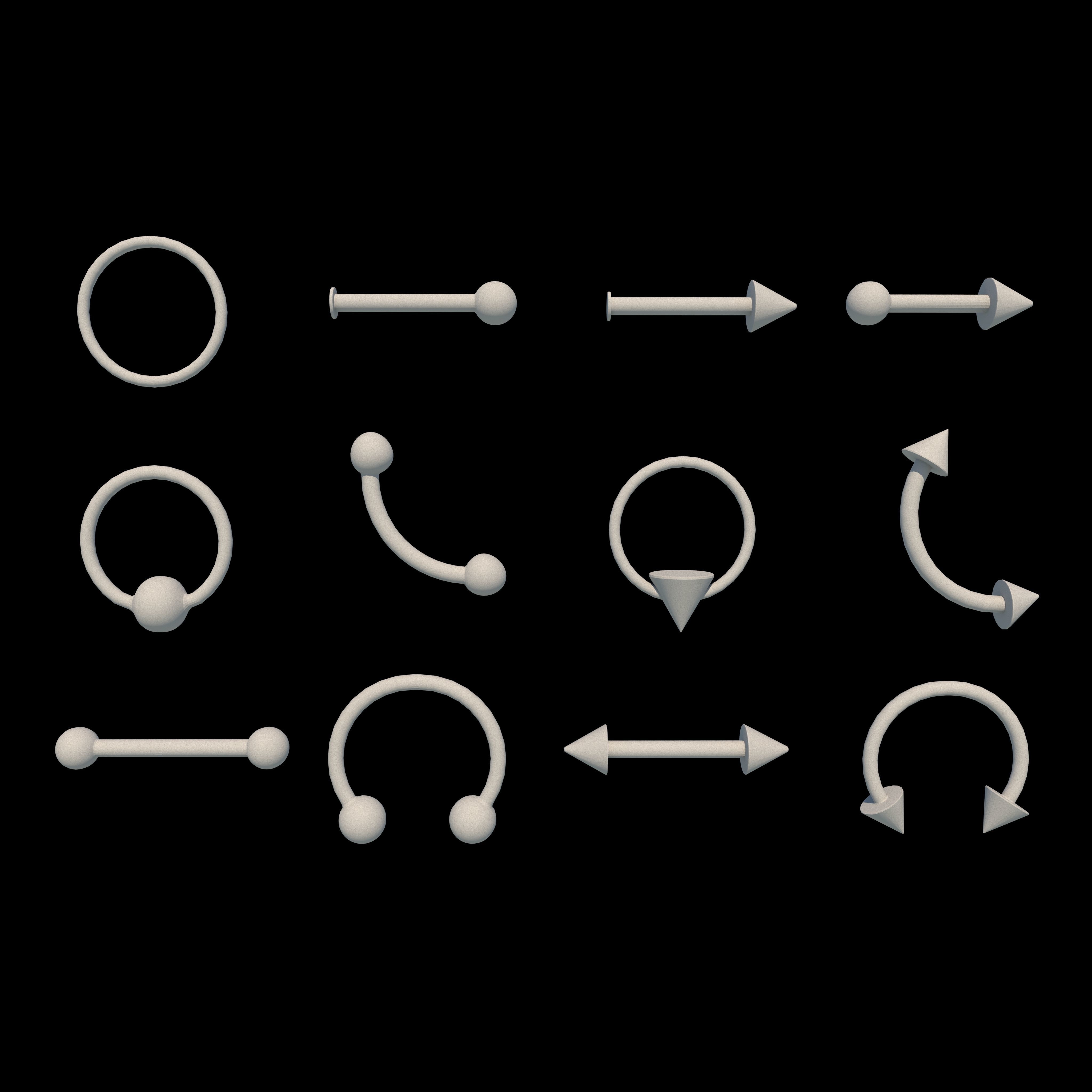 Piercings Pack 3D model_3